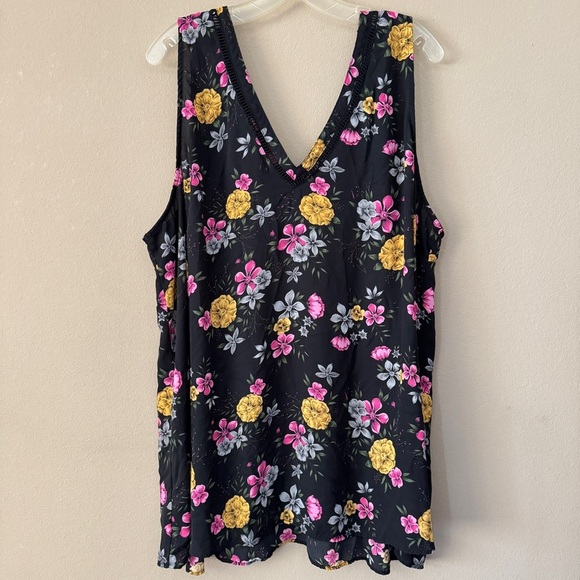 Torrid Black Tank Top with Pink and Yellow Floral Pattern Size 4/4X - Picture 7 of 10